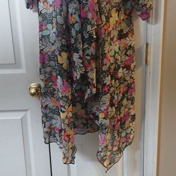 Lularoe  Floral Sheer Flowy Draped Long Cardigan Kimono Duster Sz M NWOT - Picture 2 of 8
